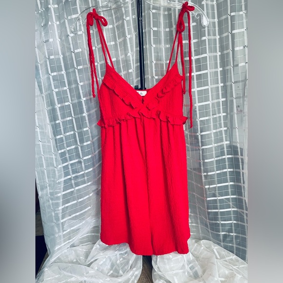 Women's Red Ruffle Strap Top - Picture 2 of 3